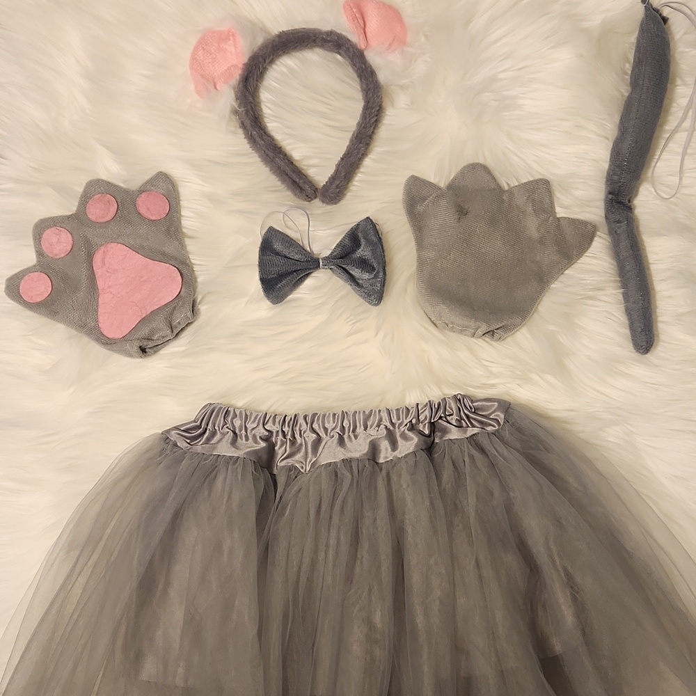 Gray Cat/Koala Costume Set with Pink Paw Accents - Size 8